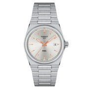 Tissot PRX 35mm T137.210.11.031.00 - bracciale e cassa acciaio - quadrante argento con indici oro rosa